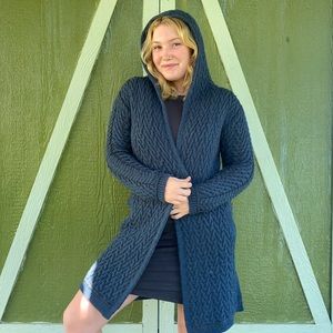 100% Merino wool Hooded Cardigan